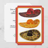 シンコ・デ・マヨ・パーティーの招待状 ソンブレロ 招待状 (正面/裏面)