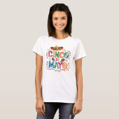 シンコ・デ・マヨ フィエスタ 水彩ソンブレロ マラカス Tシャツ (正面フル)