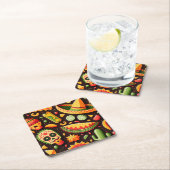 シンコ・デ・マヨ。メキシコの明るい漫画のパターン スクエアペーパーコースター (インサイチュ)