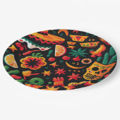 シンコ・デ・マヨ。メキシコの明るい漫画のパターン ペーパープレート (アングル)