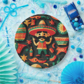 シンコ・デ・マヨ。メキシコの明るい漫画のパターン ペーパープレート (パーティー)