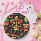 シンコ・デ・マヨ。メキシコの明るい漫画のパターン ペーパープレート (パーティー)