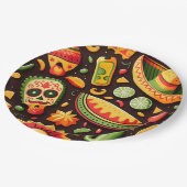 シンコ・デ・マヨ。メキシコの明るい漫画のパターン ペーパープレート (アングル)