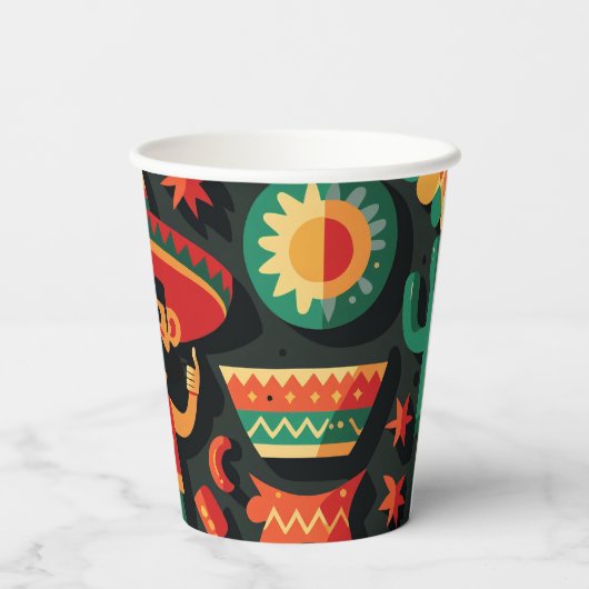 シンコ・デ・マヨ。メキシコの明るい漫画のパターン 紙コップ (裏面)