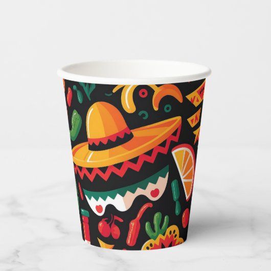 シンコ・デ・マヨ。メキシコの明るい漫画のパターン 紙コップ (正面)