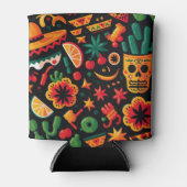 シンコ・デ・マヨ。メキシコの明るい漫画のパターン 缶クーラー (正面)