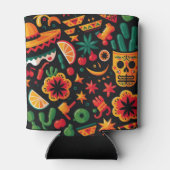 シンコ・デ・マヨ。メキシコの明るい漫画のパターン 缶クーラー (裏面)