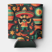 シンコ・デ・マヨ。メキシコの明るい漫画のパターン 缶クーラー (正面)