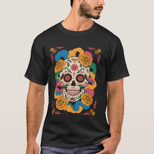 シンコ・デ・マヨ 砂糖のドクロ Tシャツ (正面)