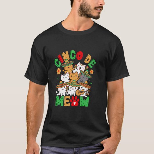 シンコ・デ・ミャオ かわいい猫の祭典 Tシャツ (正面)