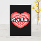 シンシアが大好き。シンシアを愛してる。ハート カード (黄色い花)