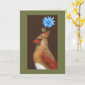 シンシア（鳥）ショウジョウコウカンチョウカード カード (黄色い花)