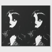 シンシティスタイル女性 – 黒い背景 ラッピングペーパー (フラット)