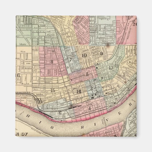 シンシナチの地図バイミッチェル マグネット (正面)