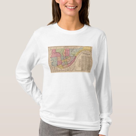 シンシナチの輪郭、オハイオ州 Tシャツ (正面)