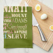 シンシナチ、オハイオ州の魅力及び有名な場所 キッチンタオル (四つ折り)