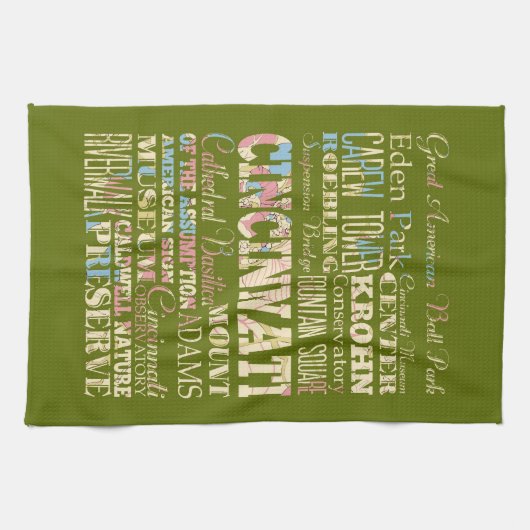 シンシナチ、オハイオ州の魅力及び有名な場所 キッチンタオル (横)