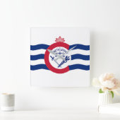 シンシナチ、米国の旗が付いている柱時計 スクエア壁時計 (ホーム)