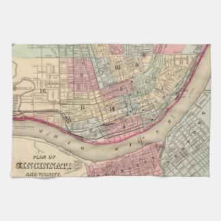 シンシナチ(1780年)のヴィンテージの地図 キッチンタオル