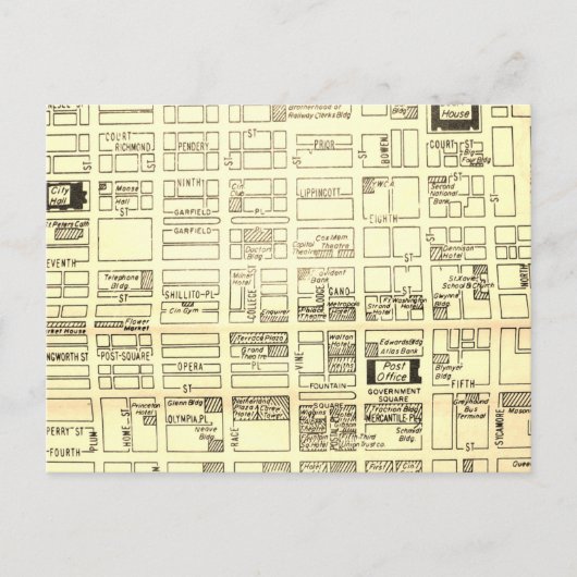 シンシナチOHヴィンテージ地図 ポストカード (正面)