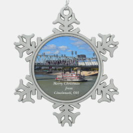 シンシナティからメリークリスマスOHオーナメント スノーフレークピューターオーナメント
