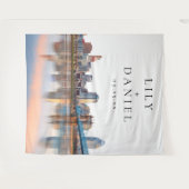 シンシナティのスカイライン ウェディング フォト 背景 タペストリー (正面(横))