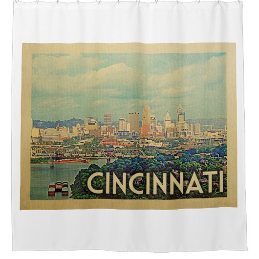 シンシナティオハイオヴィンテージ旅行 シャワーカーテン (正面)