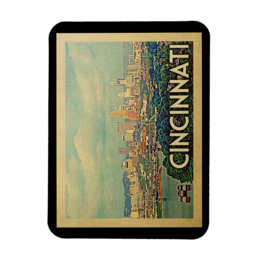 シンシナティオハイオヴィンテージ旅行 マグネット (縦)
