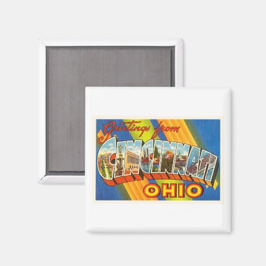 シンシナティオハイオOHオールドヴィンテージ旅行記念品 マグネット (正面/裏面)