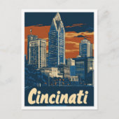 シンシナティオハイオUSAアートヴィンテージトラベルイラストレーション ポストカード (正面)