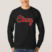 シンシナティクラシックオハイオ州Red Script Cincy City Tシャツ (正面)