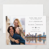 シンシナティスカイラインの水彩写真の結婚式 セーブザデート (正面/裏面)