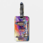 シンシナティスカイライン抽象芸術アート ラゲッジタグ (裏面縦)