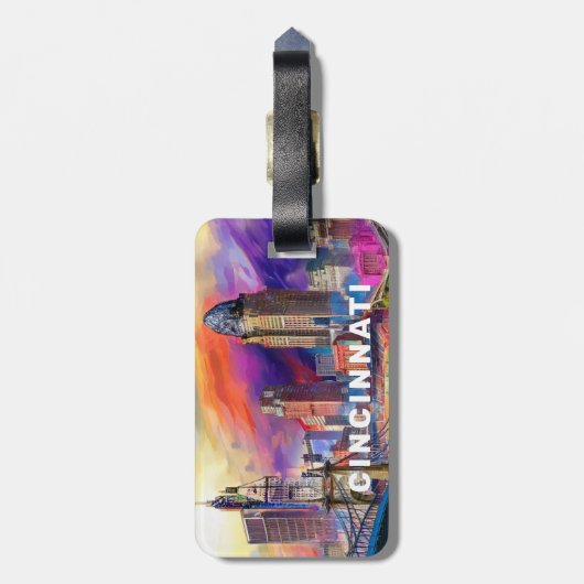 シンシナティスカイライン抽象芸術アート ラゲッジタグ (裏面縦)
