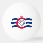 シンシナティ州旗を持つ愛国的なピンポンボール 卓球ボール (正面)