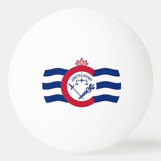 シンシナティ州旗を持つ愛国的なピンポンボール 卓球ボール (正面)