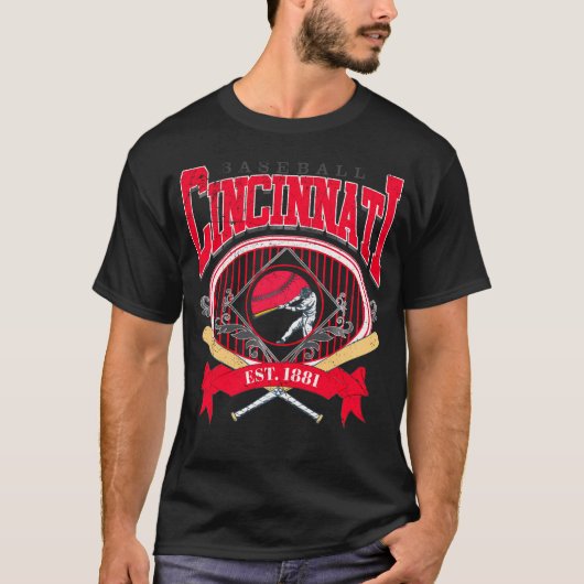 シンシナティ野球アメリカ野球ファンスワ Tシャツ (正面)