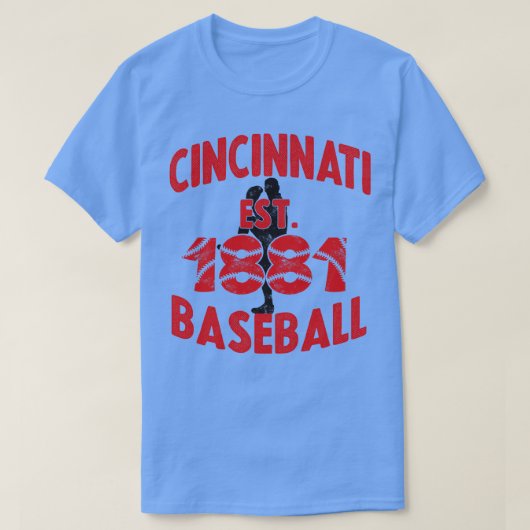 シンシナティ野球Est 1881野球投手Vint Tシャツ (デザイン正面)