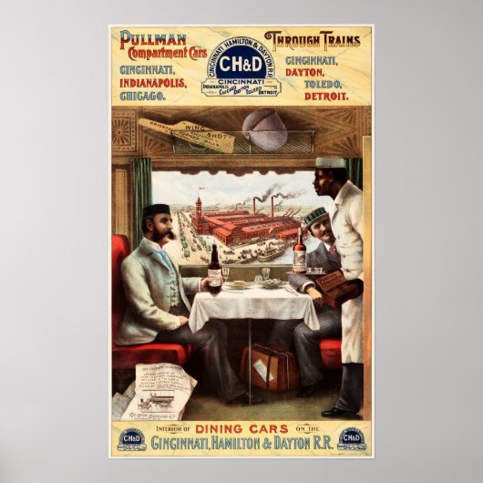シンシナティ・インディアナポリスデイトン経由のプルマン列車 ポスター (正面)