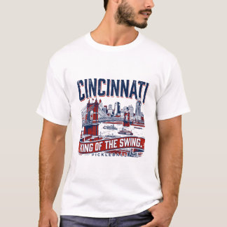 シンシナティ オハイオ州 スカイラインとピックルボールコートの風景 Tシャツ