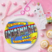 シンシナティ・オハイオOHヴィンテージ大文字葉書 ペーパープレート (パーティー)