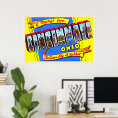 シンシナティ・オハイオOHヴィンテージ大文字葉書 ポスター (ホームオフィス)