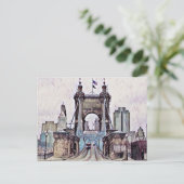 シンシナティRoeblingサスペンションブリッジ水彩 ポストカード (スタンド正面)