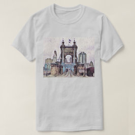 シンシナティRoeblingサスペンションブリッジ水彩 Tシャツ