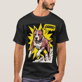 シンスウェーブ・ピッティ: レトロネオン・アメリカン・ピットブル Tシャツ