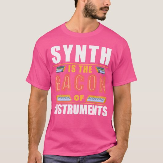 シンセはベーコン・オブ・楽器シンセポップ・アートのおもしろい80 Tシャツ (正面)