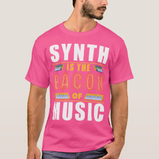 シンセは音楽シンセポップ・アートのスおもしろい80S Elecのベーコン Tシャツ