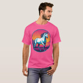 シンセウェーブの馬ファミリー Tシャツ (正面フル)