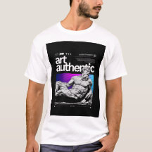 シンセウェーブ柄ギリシャ彫刻メンズTシャツ