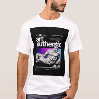 シンセウェーブ柄ギリシャ彫刻メンズTシャツ Tシャツ